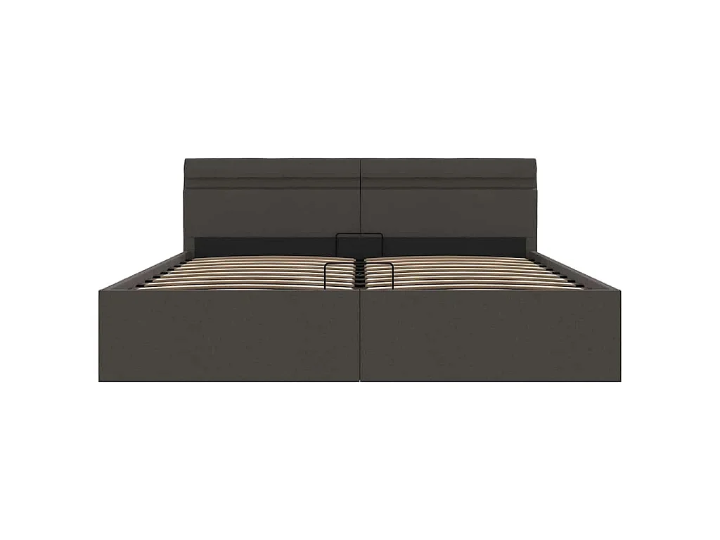 Cama hidráulica c/ arrumação LED 180x200cm tecido cinza-escuro