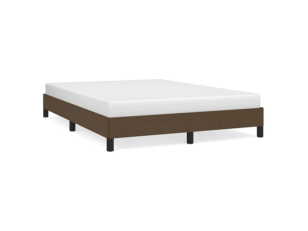 Cadre de lit sans matelas marron foncé 140x200 cm tissu