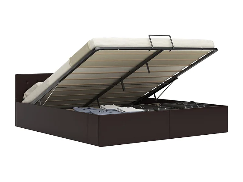 Cama canapé hidráulica cuero sintético gris 180x200 cm