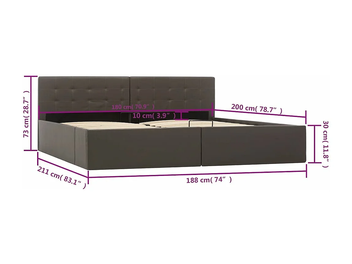 Bedframe met opslag hydraulisch kunstleer grijs 180x200 cm