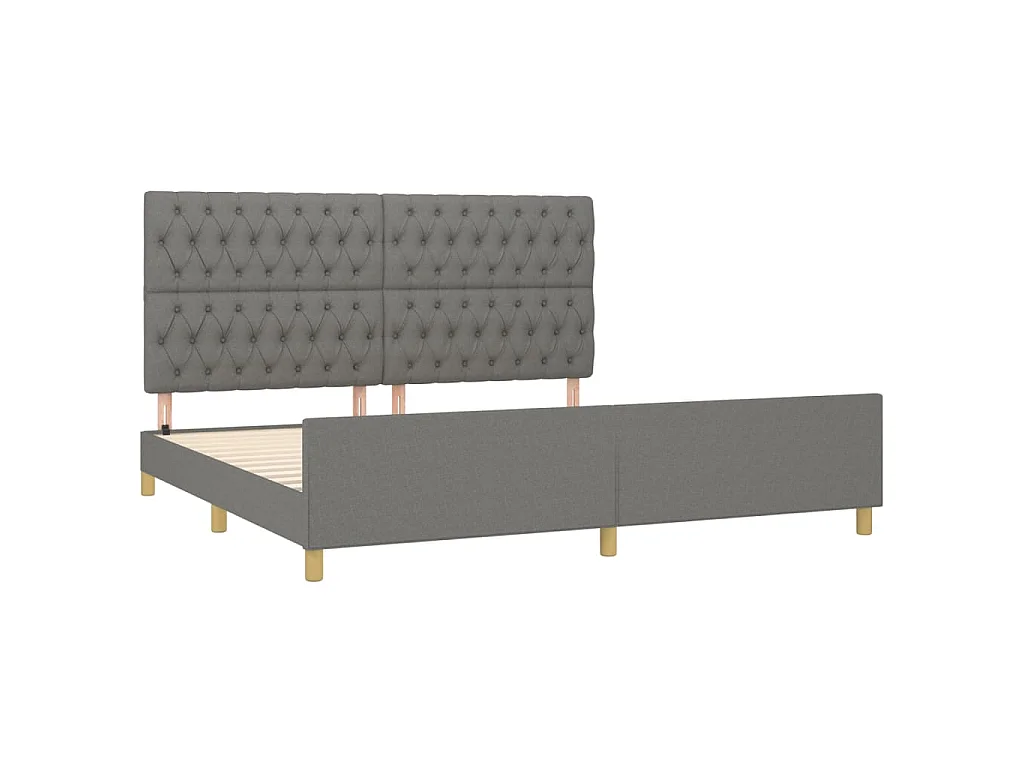 Estructura de cama con cabecero tela gris oscuro 200x200 cm