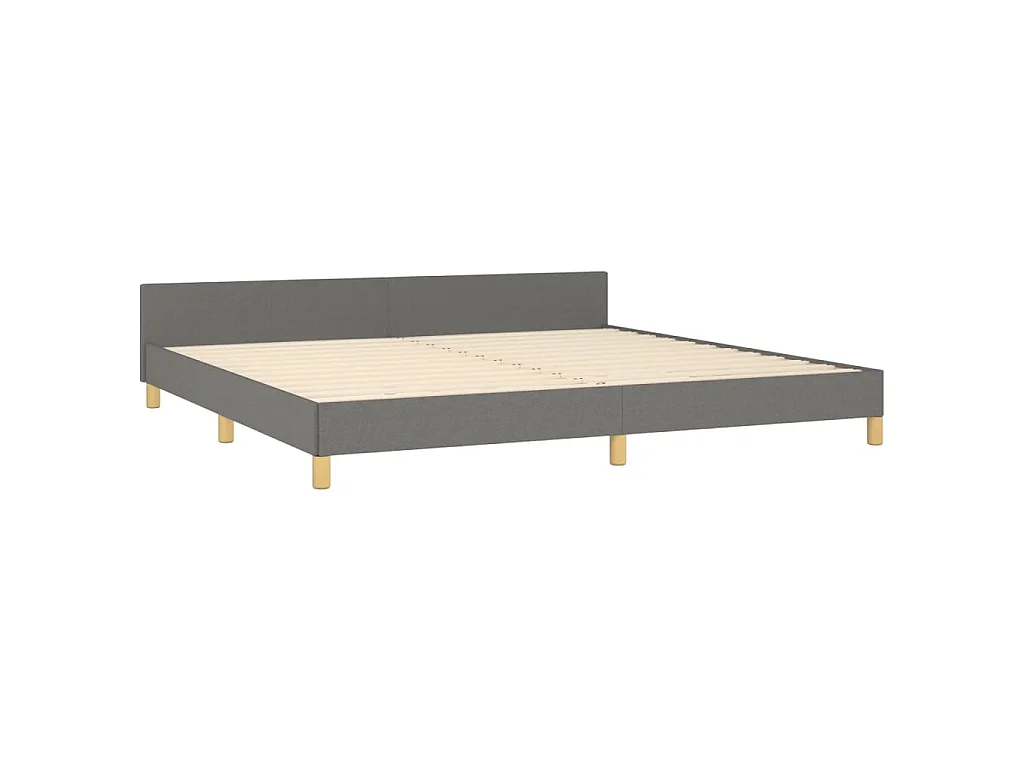 Estructura de cama con cabecero tela gris oscuro 200x200 cm