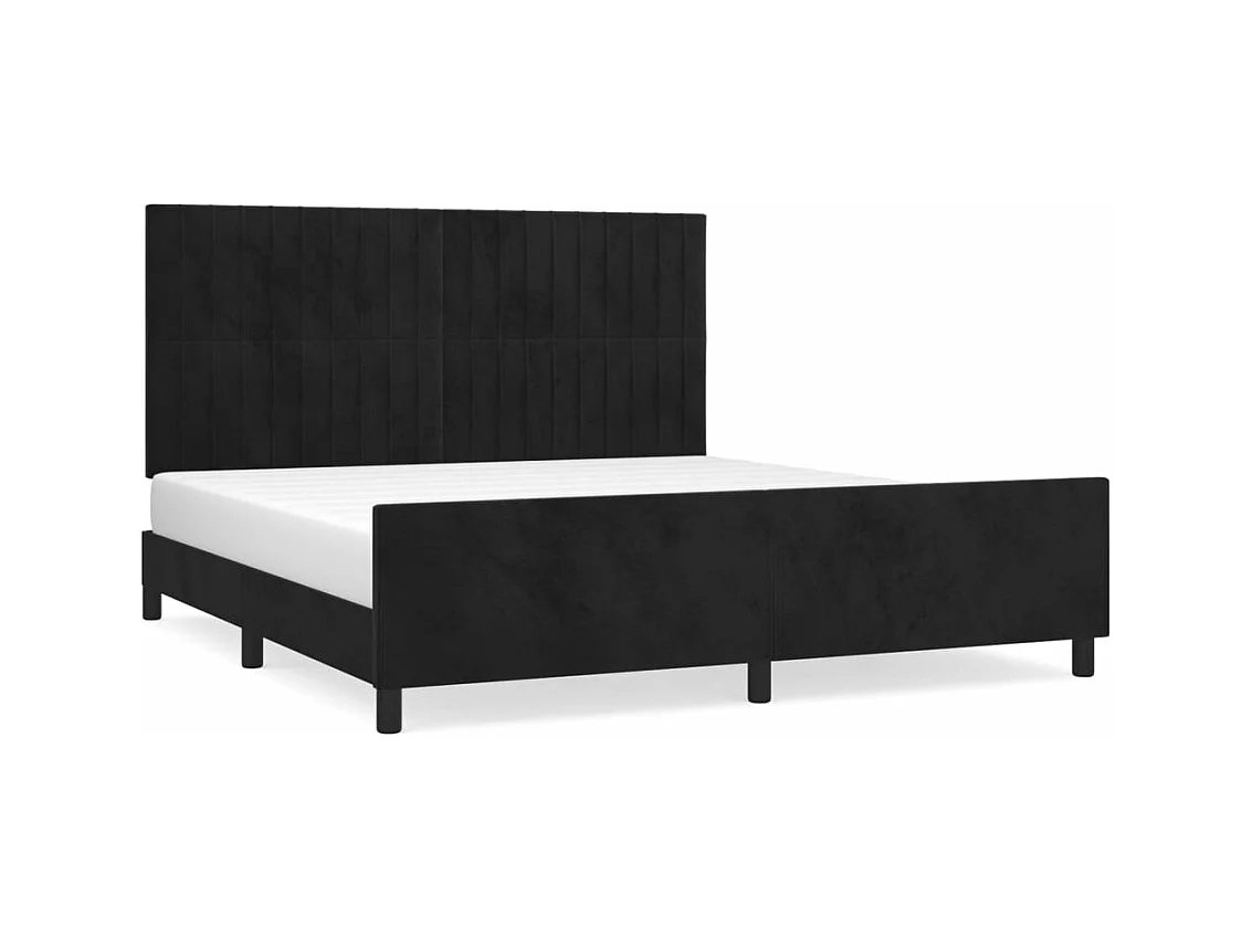 Giroletto con Testiera Nero 180x200 cm in Velluto
