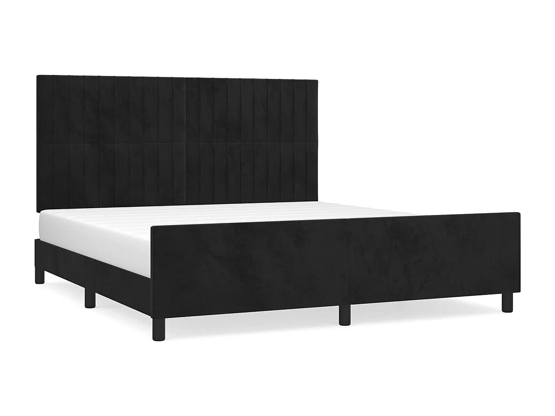 Bedframe met hoofdeinde fluweel zwart 180x200 cm