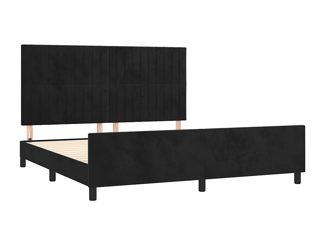 Bedframe met hoofdeinde fluweel zwart 180x200 cm