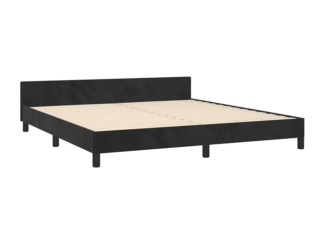 Bedframe met hoofdeinde fluweel zwart 180x200 cm