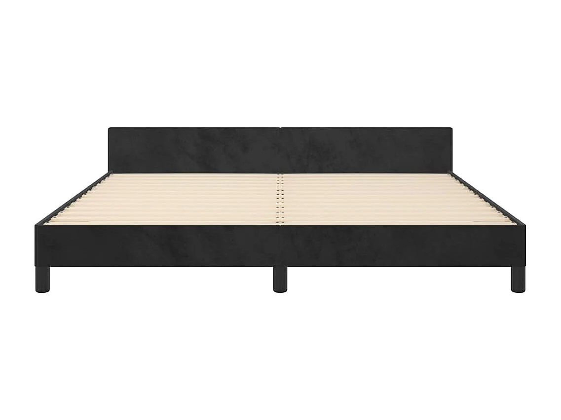 Bedframe met hoofdeinde fluweel zwart 180x200 cm