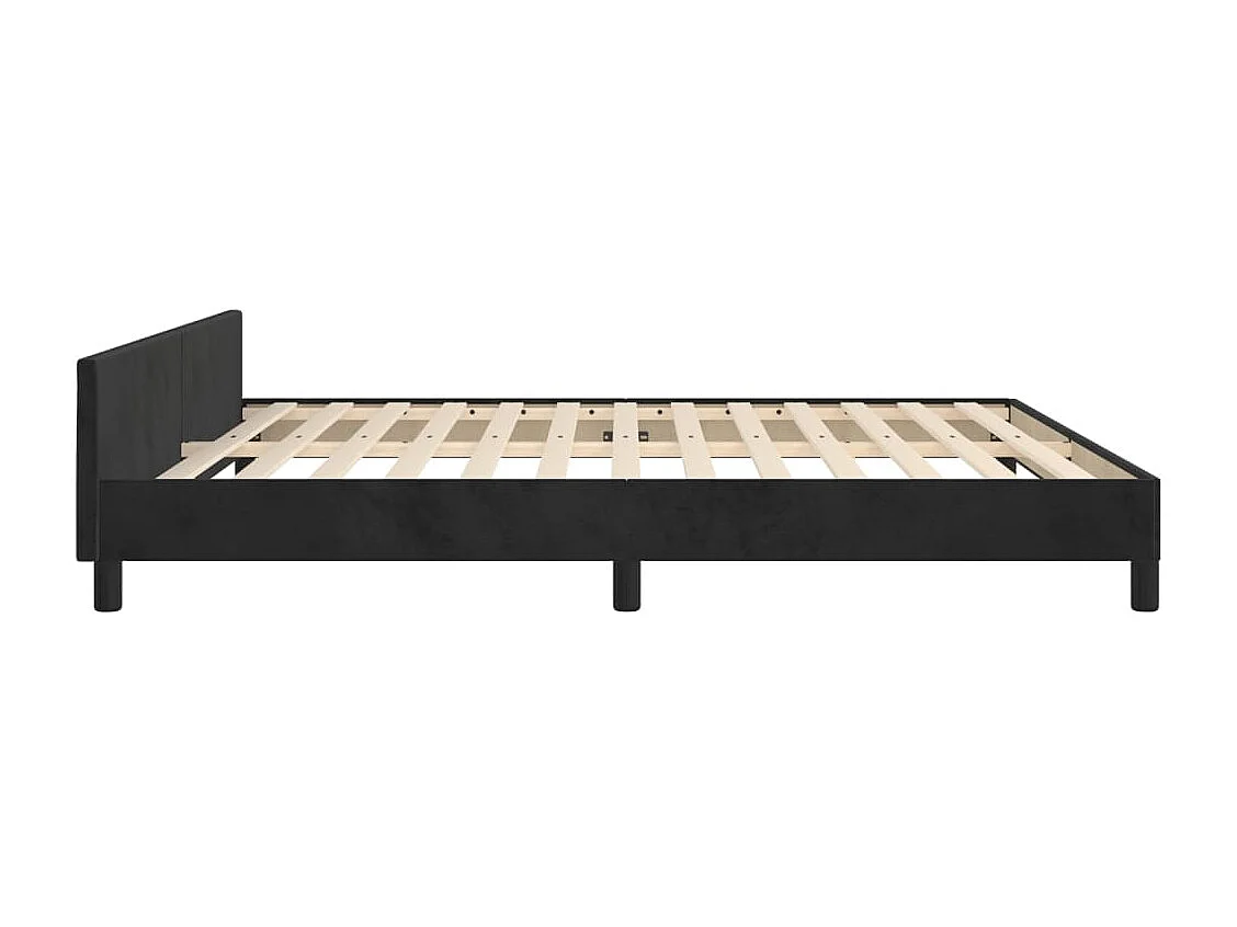 Bedframe met hoofdeinde fluweel zwart 180x200 cm