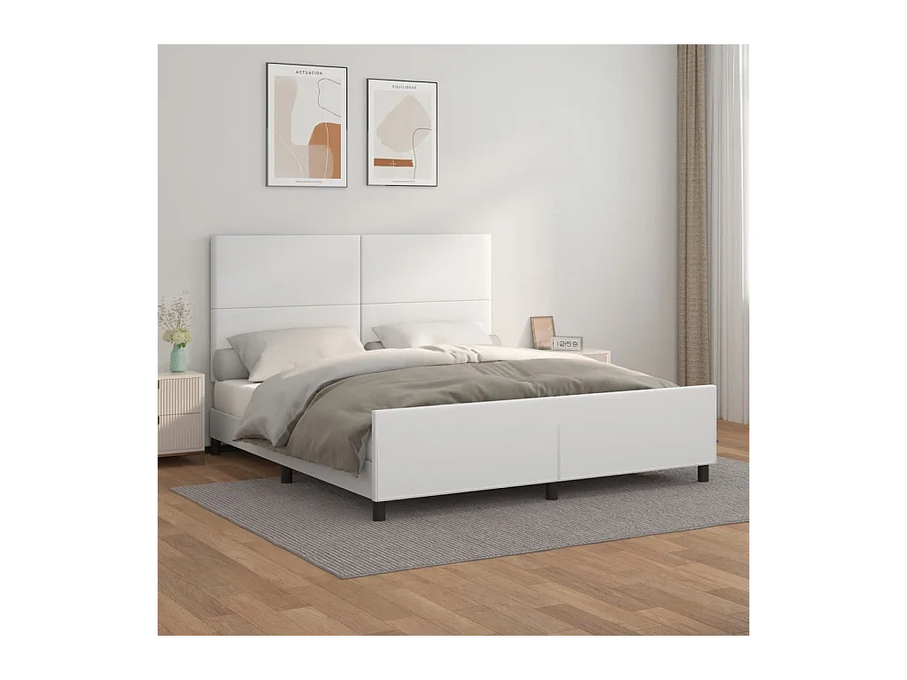 Cadre de lit sans matelas blanc 160x200 cm similicuir