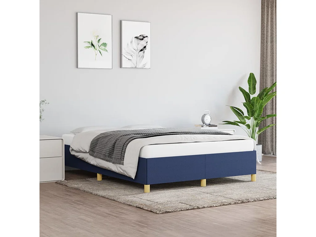 Bettgestell ohne Matratze Blau 140x190 cm Stoff
