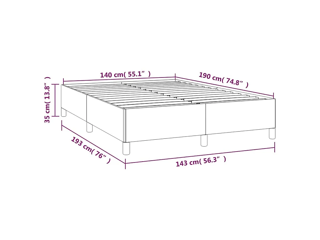 Bettgestell ohne Matratze Blau 140x190 cm Stoff