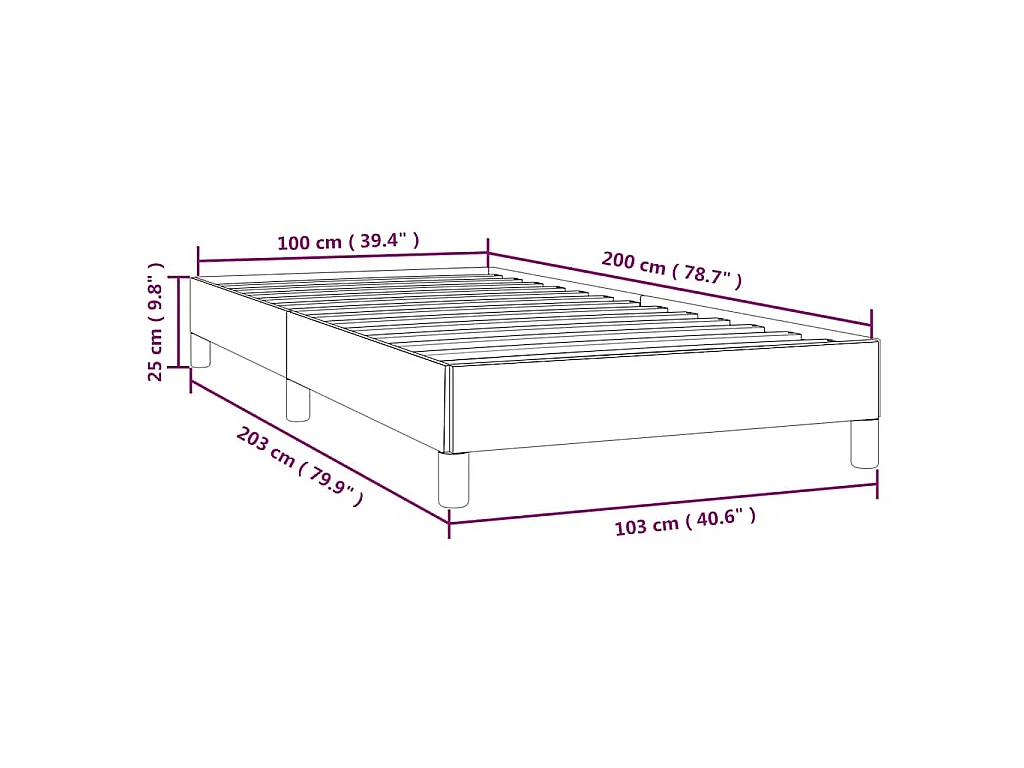 Cadre de lit sans matelas marron foncé 100x200 cm tissu