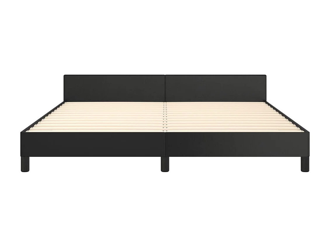 Giroletto con Testiera Nero 160x200 cm in Similpelle