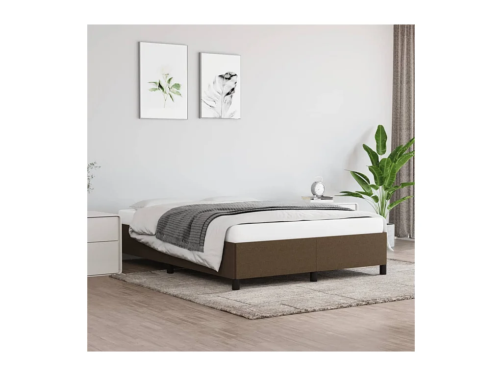 Bettgestell ohne Matratze Dunkelbraun 140x200 cm Stoff