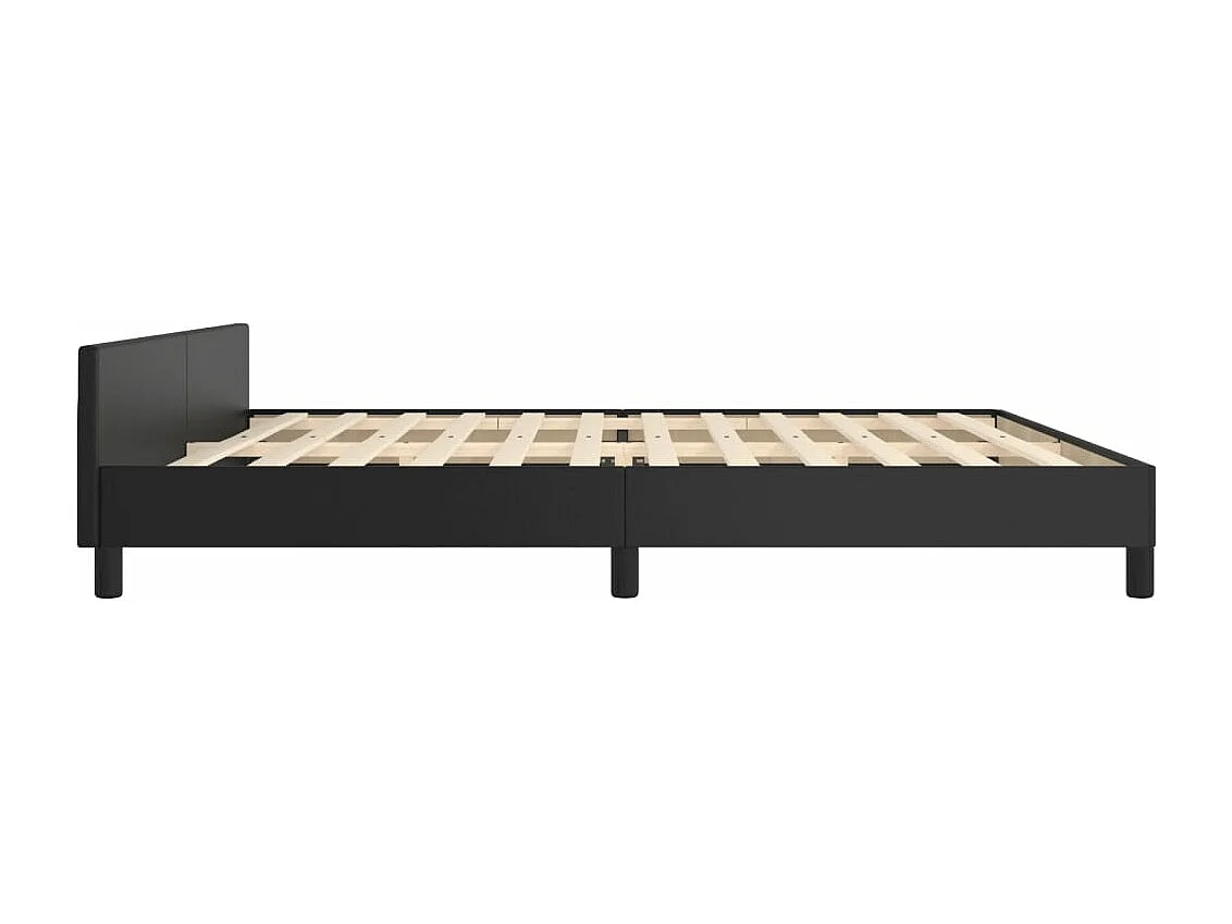 Estrutura cama c/ cabeceira 200x200 cm couro artificial preto