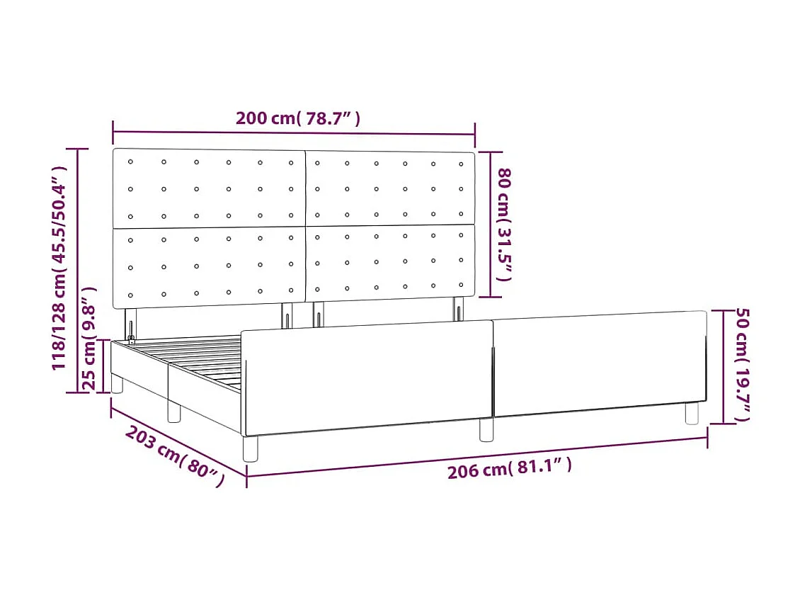 Bedframe met hoofdeinde kunstleer zwart 200x200 cm