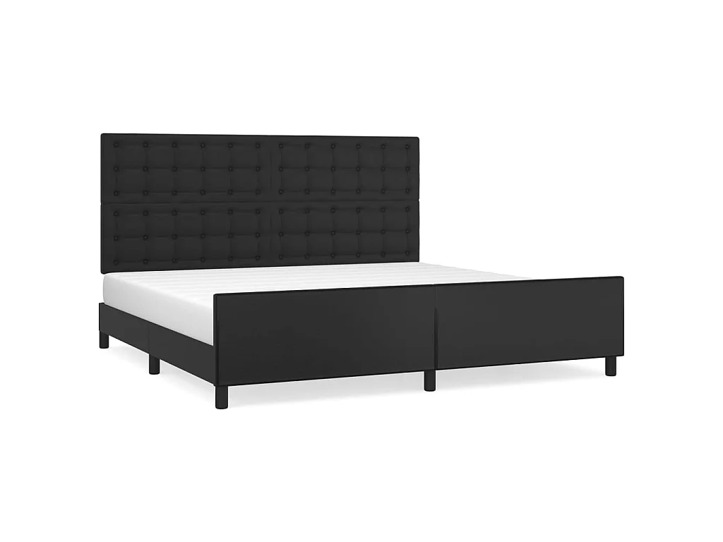Giroletto con Testiera Nero 200x200 cm in Similpelle