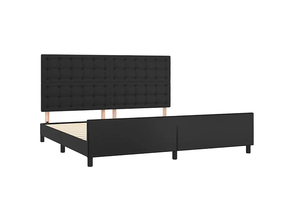 Giroletto con Testiera Nero 200x200 cm in Similpelle