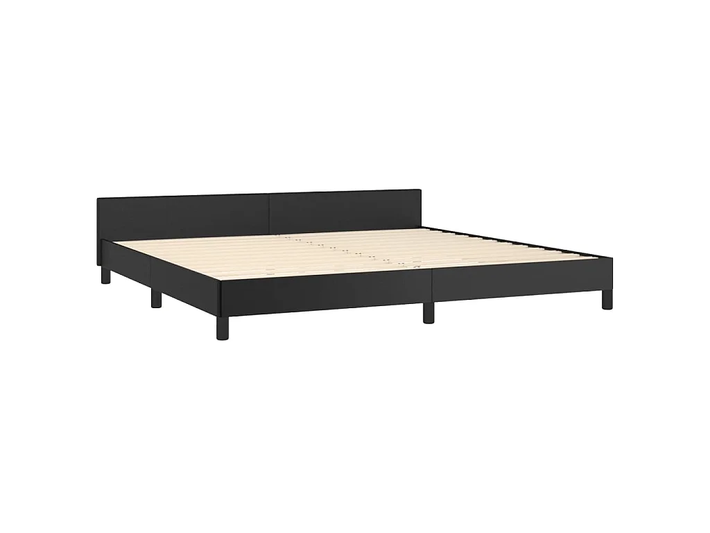 Giroletto con Testiera Nero 200x200 cm in Similpelle