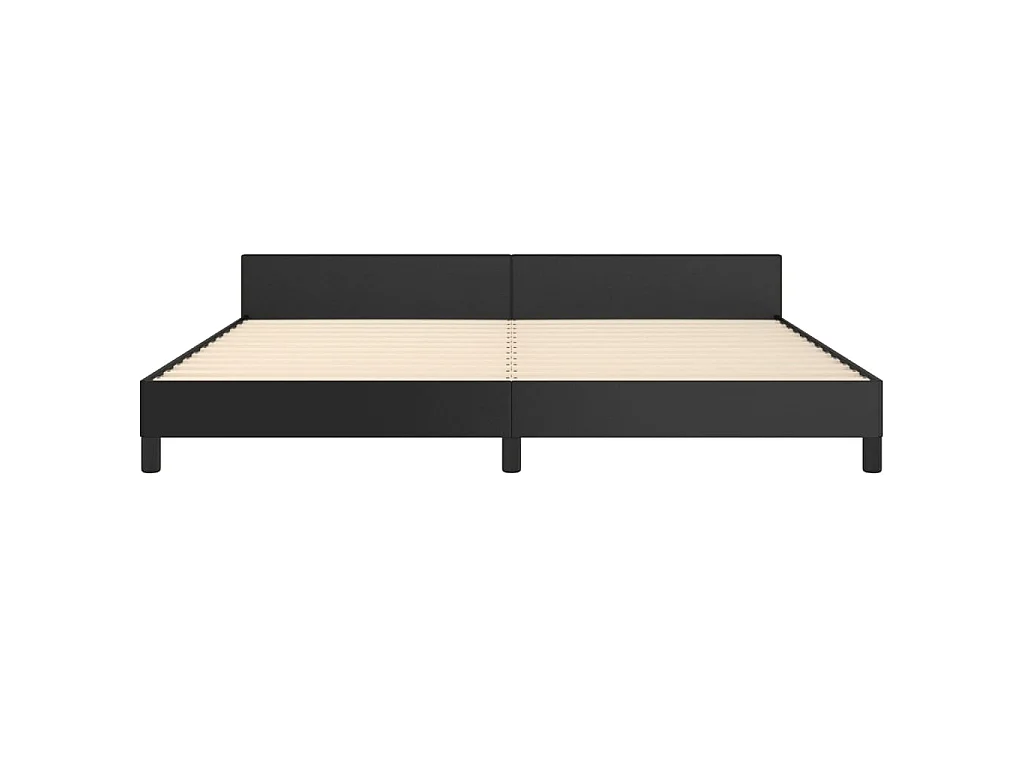Giroletto con Testiera Nero 200x200 cm in Similpelle
