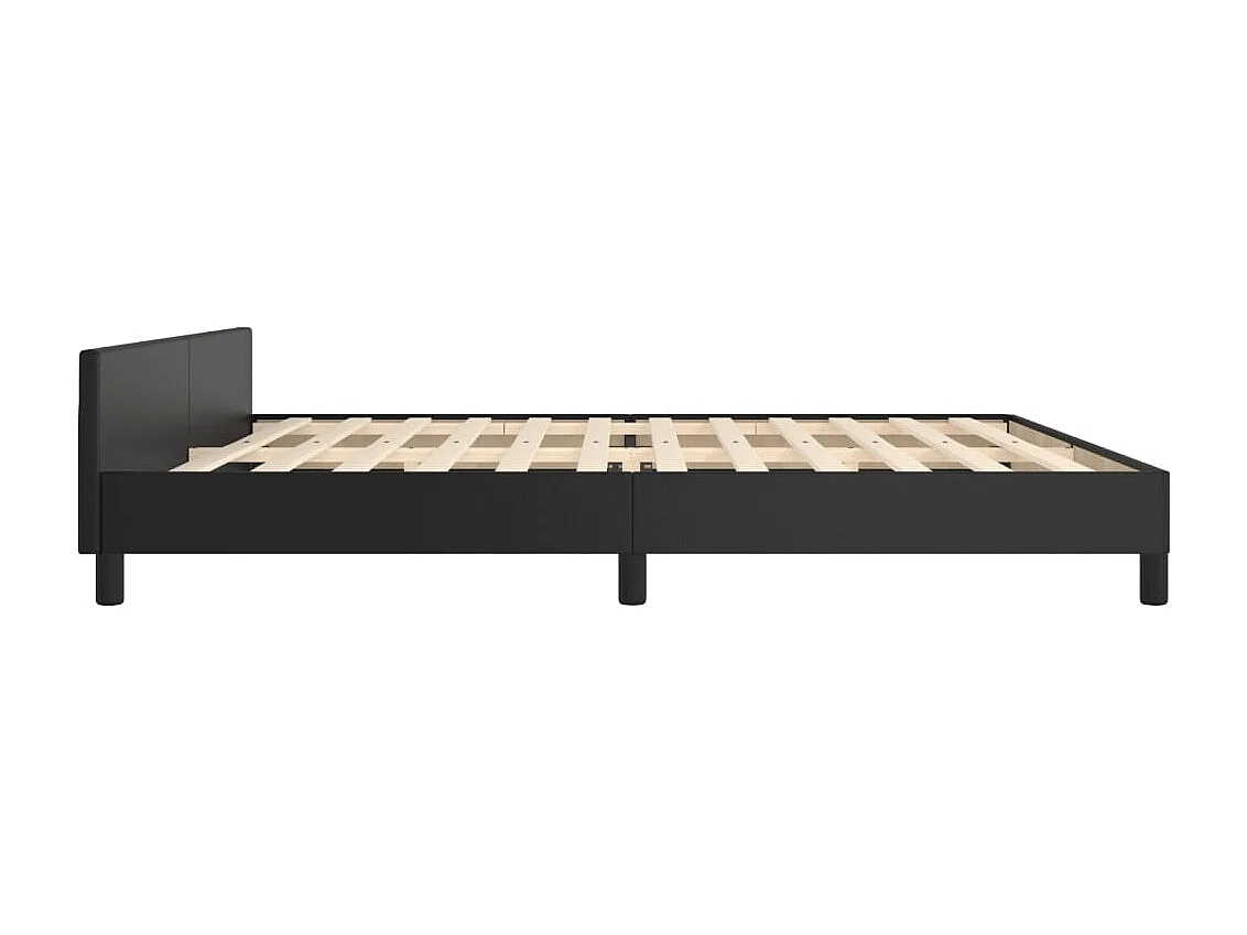 Giroletto con Testiera Nero 200x200 cm in Similpelle