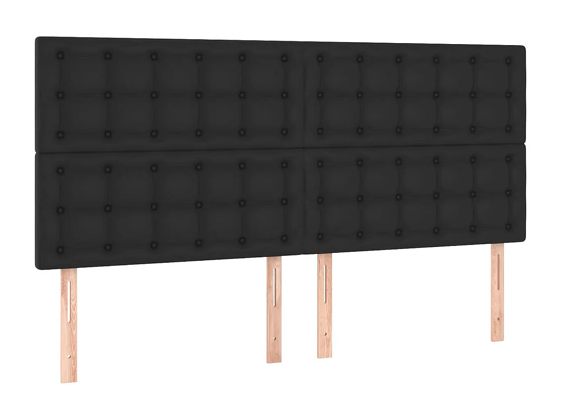 Giroletto con Testiera Nero 200x200 cm in Similpelle