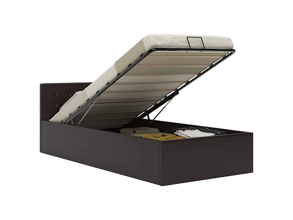 Stauraumbett Hydraulisch Grau Kunstleder 100×200 cm