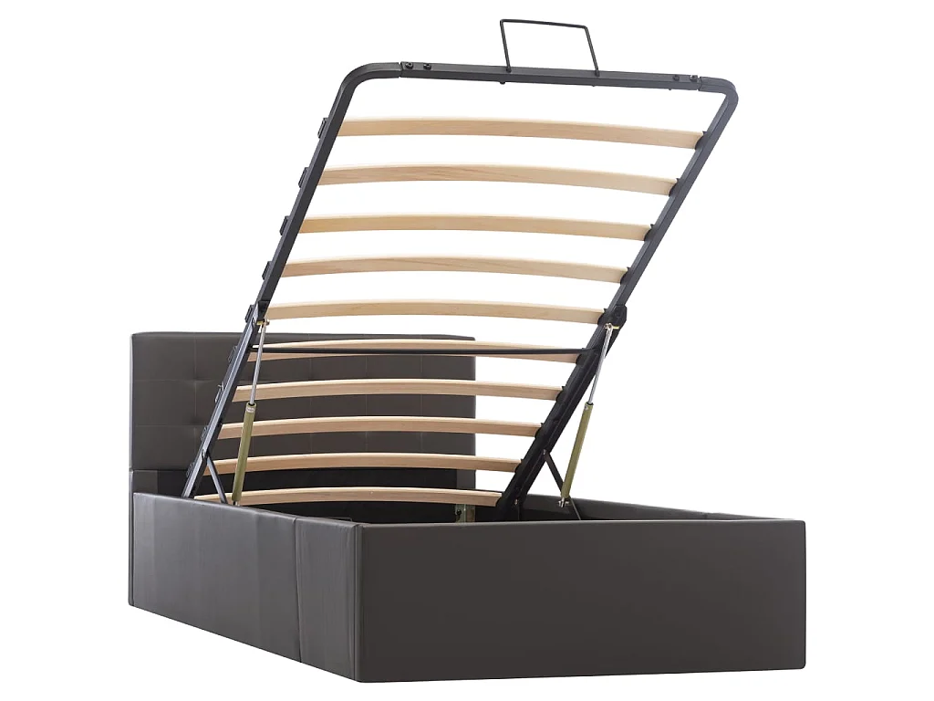 Stauraumbett Hydraulisch Grau Kunstleder 100×200 cm