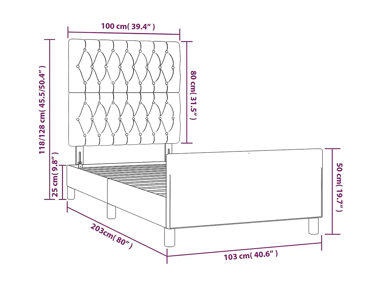 Giroletto senza Materasso Tortora 100x200 cm in Tessuto