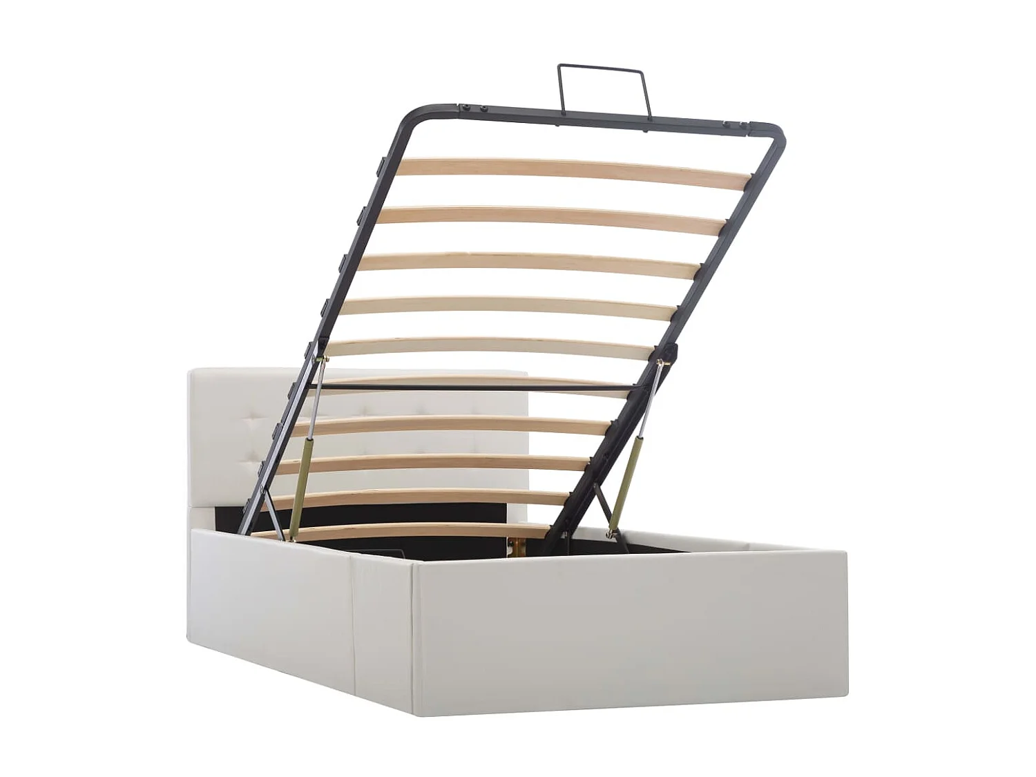 Bedframe met opslag hydraulisch kunstleer wit 100x200 cm