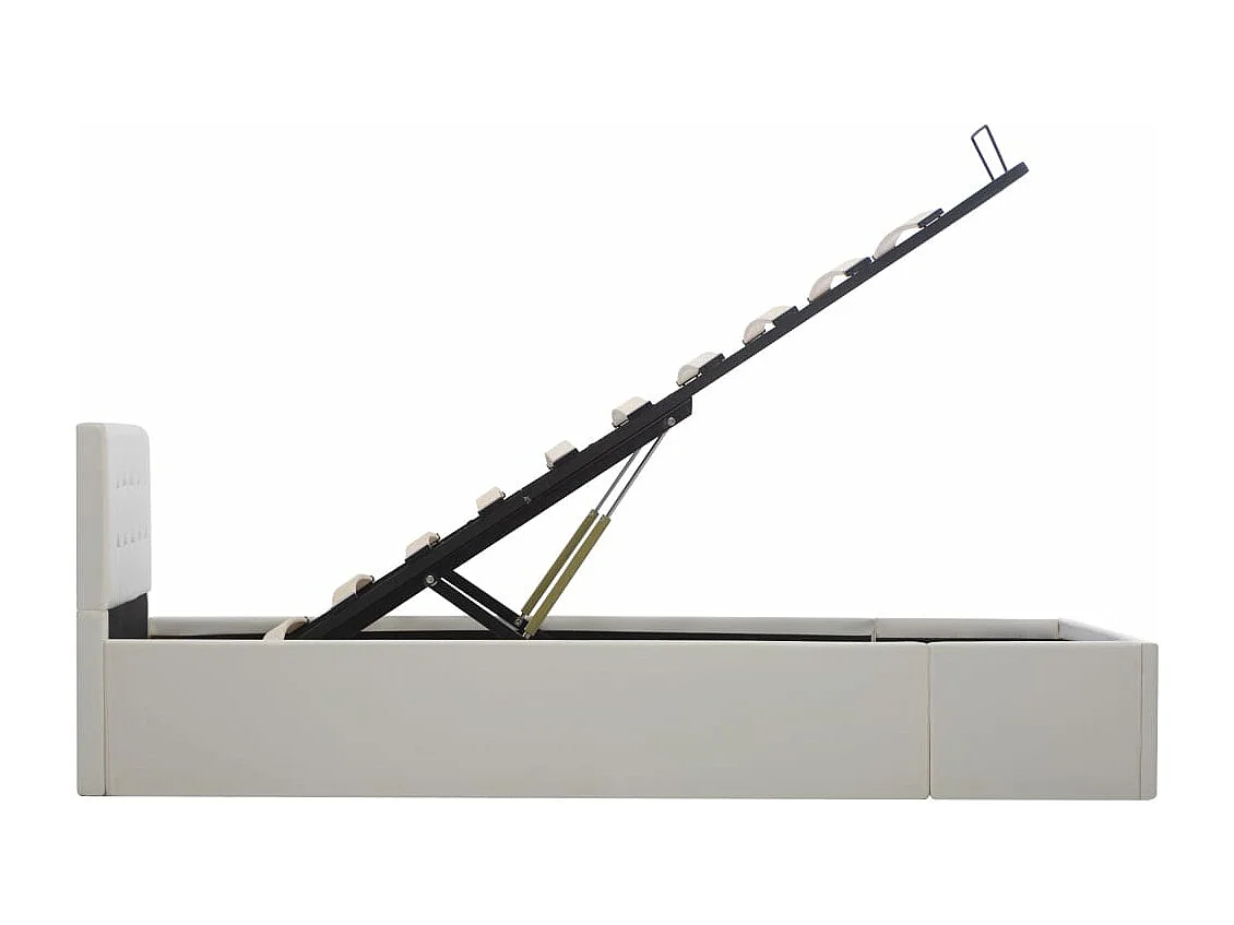 Bedframe met opslag hydraulisch kunstleer wit 100x200 cm
