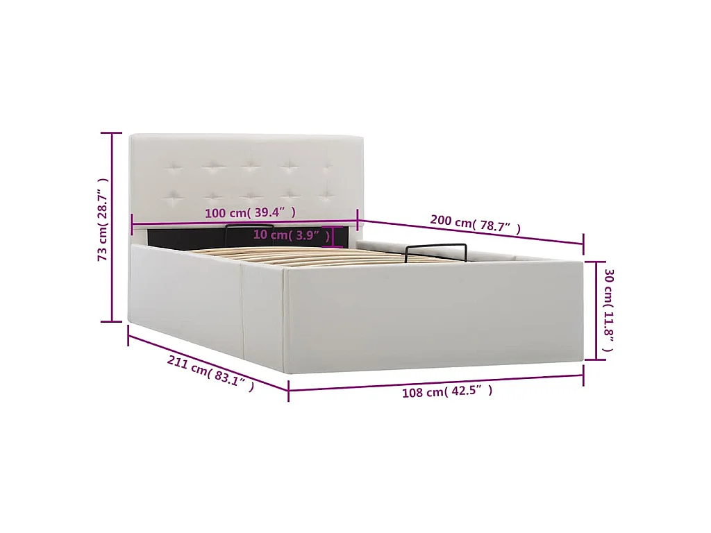 Giroletto con Contenitore Idraulico Bianco Similpelle 100x200cm