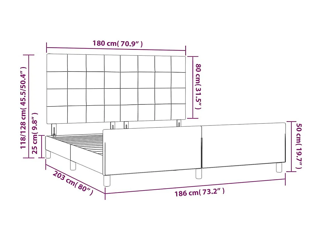 Bedframe met hoofdeinde fluweel donkergrijs 180x200 cm