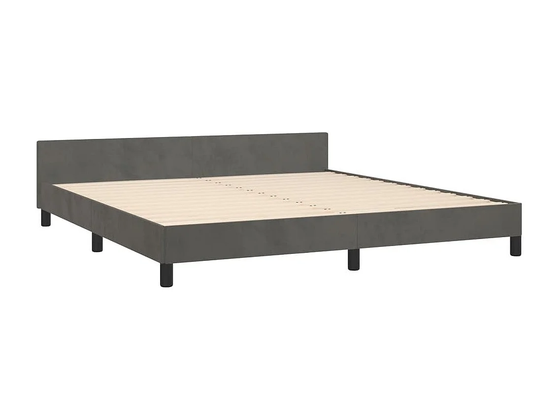 Bedframe met hoofdeinde fluweel donkergrijs 180x200 cm