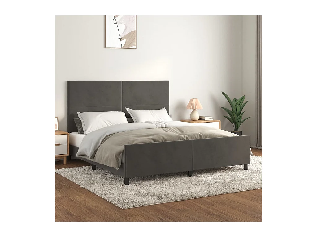 Estructura de cama sin colchón terciopelo gris oscuro 160x200cm