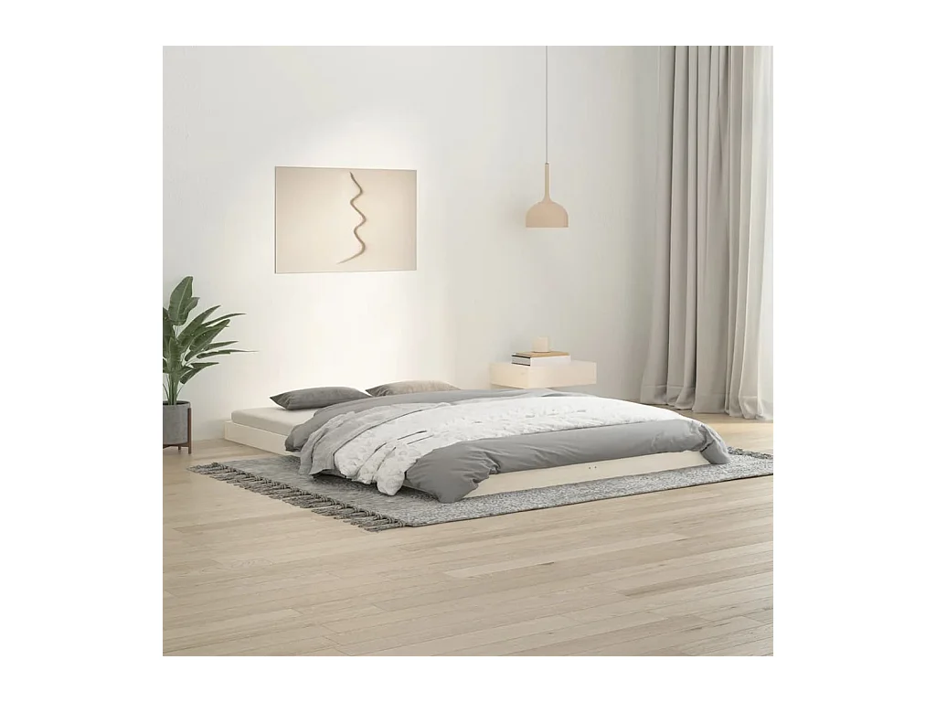 Cadre de lit sans matelas blanc 140x200 cm bois de pin massif