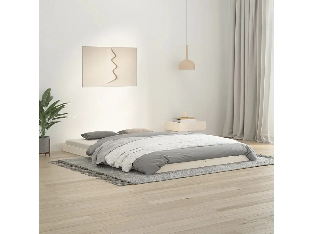 Cadre de lit sans matelas blanc 140x200 cm bois de pin massif