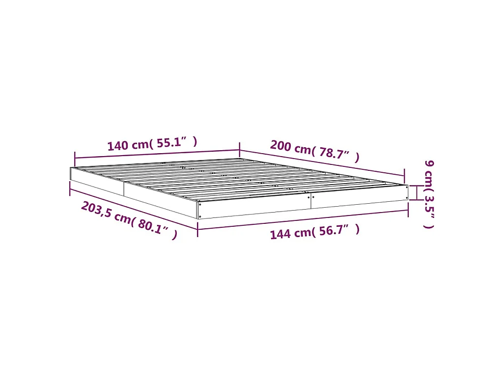 Cadre de lit sans matelas blanc 140x200 cm bois de pin massif