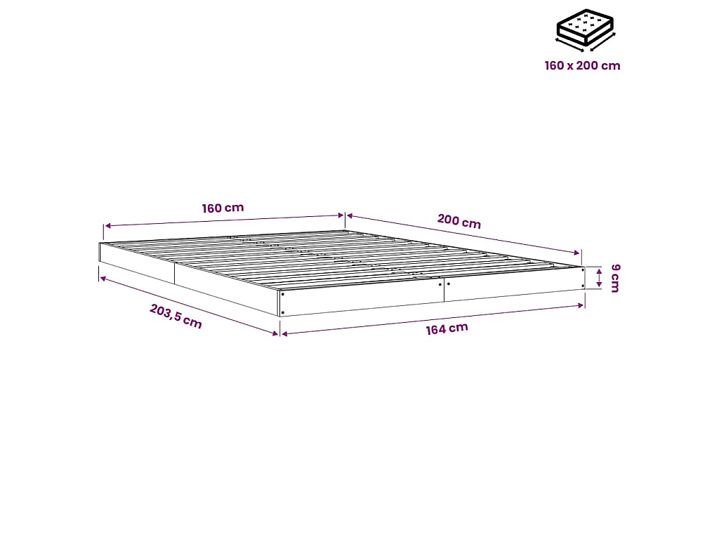 Bedframe massief grenenhout 150x200 cm