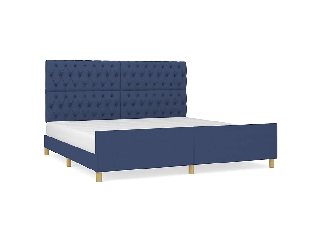 Cadre de lit sans matelas avec tête de lit bleu 200x200cm tissu