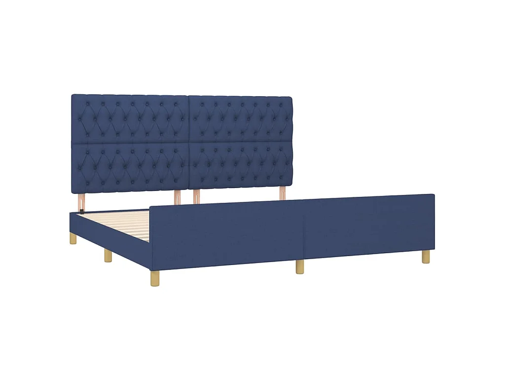 Cadre de lit sans matelas avec tête de lit bleu 200x200cm tissu