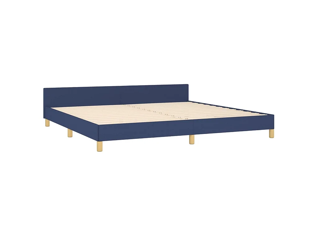 Cadre de lit sans matelas avec tête de lit bleu 200x200cm tissu
