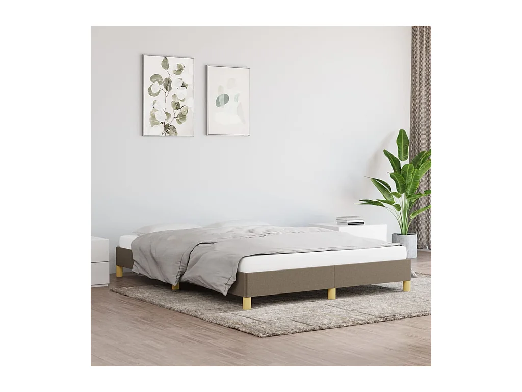 Cadre de lit sans matelas taupe 140x190 cm tissu