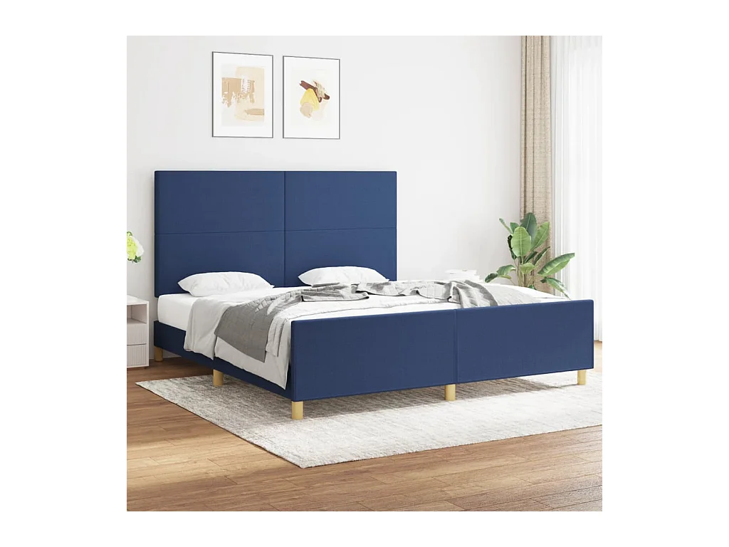 Cadre de lit sans matelas bleu 180x200 cm tissu