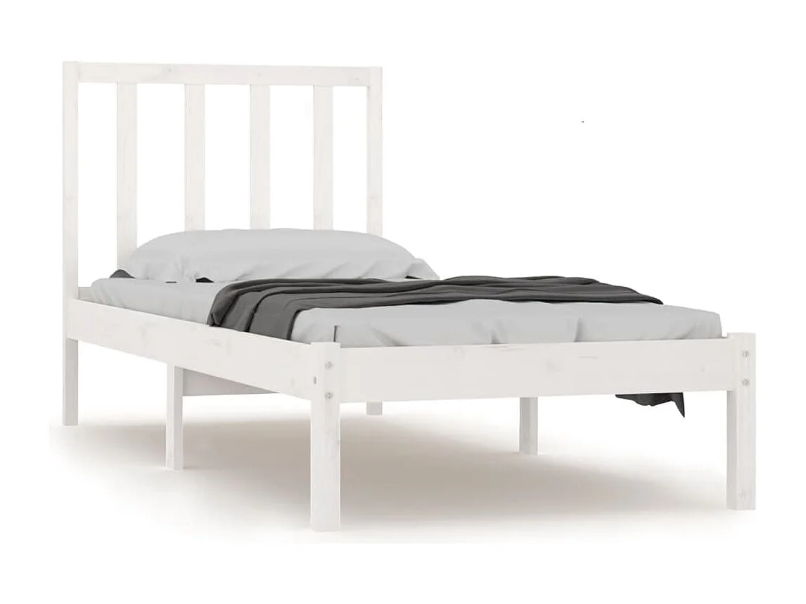 Estrutura de cama solteiro 90x190 cm pinho maciço branco