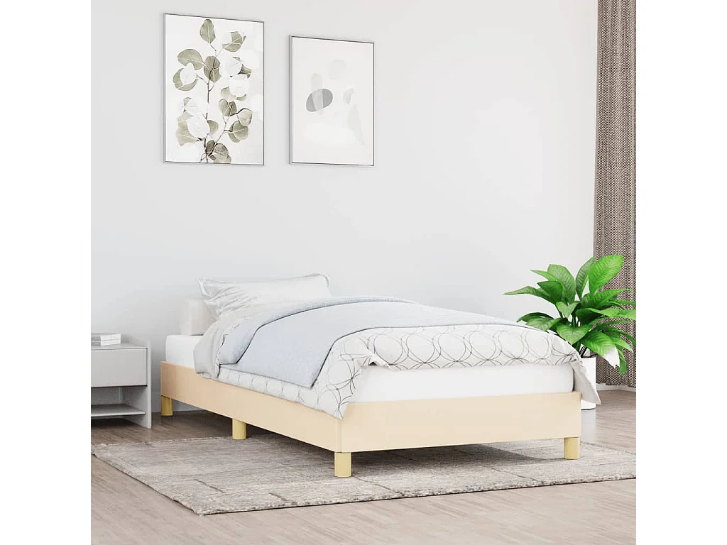 Cadre de lit sans matelas crème 80x200 cm tissu