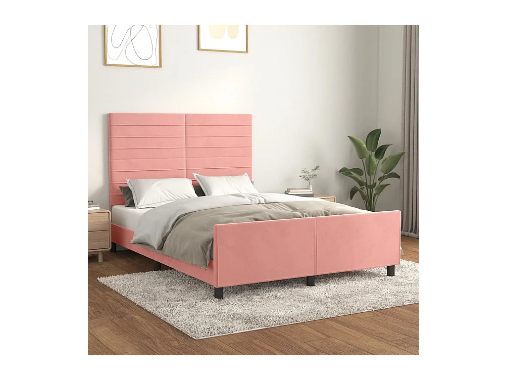 Cadre de lit sans matelas rose 140x200 cm velours