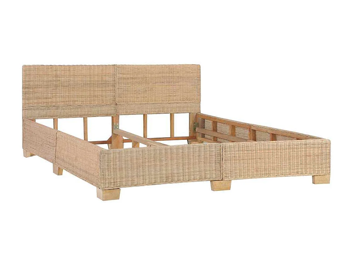 Cadre de lit avec tête de lit sans matelas rotin véritable
