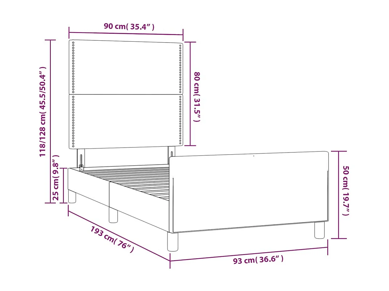 Bedframe met hoofdbord kunstleer wit 90x190 cm