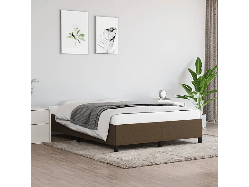 Estrutura de cama sem colchão 140x190 cm tecido castanho-escuro